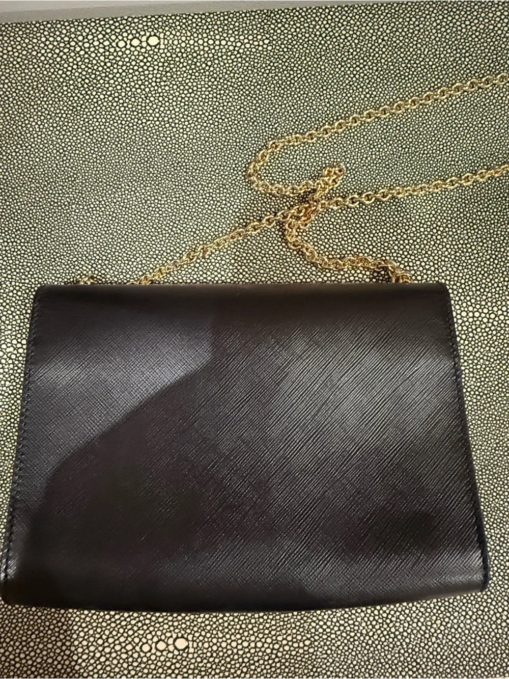 Salvatore Ferragamo Black and Cream Leather Chain Crossbody